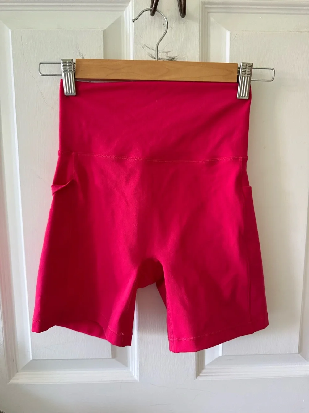 Red High-Rise Biker Shorts